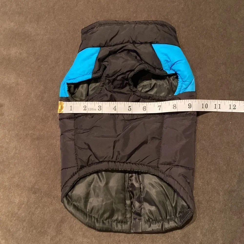 Dog Coat Black & Blue ZipUp No Pull Design D-Rings to attach Leash Size L NEW